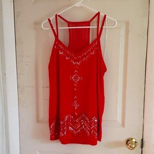 No Boundaries Red Spaghetti Strap Top w/ Seaquence